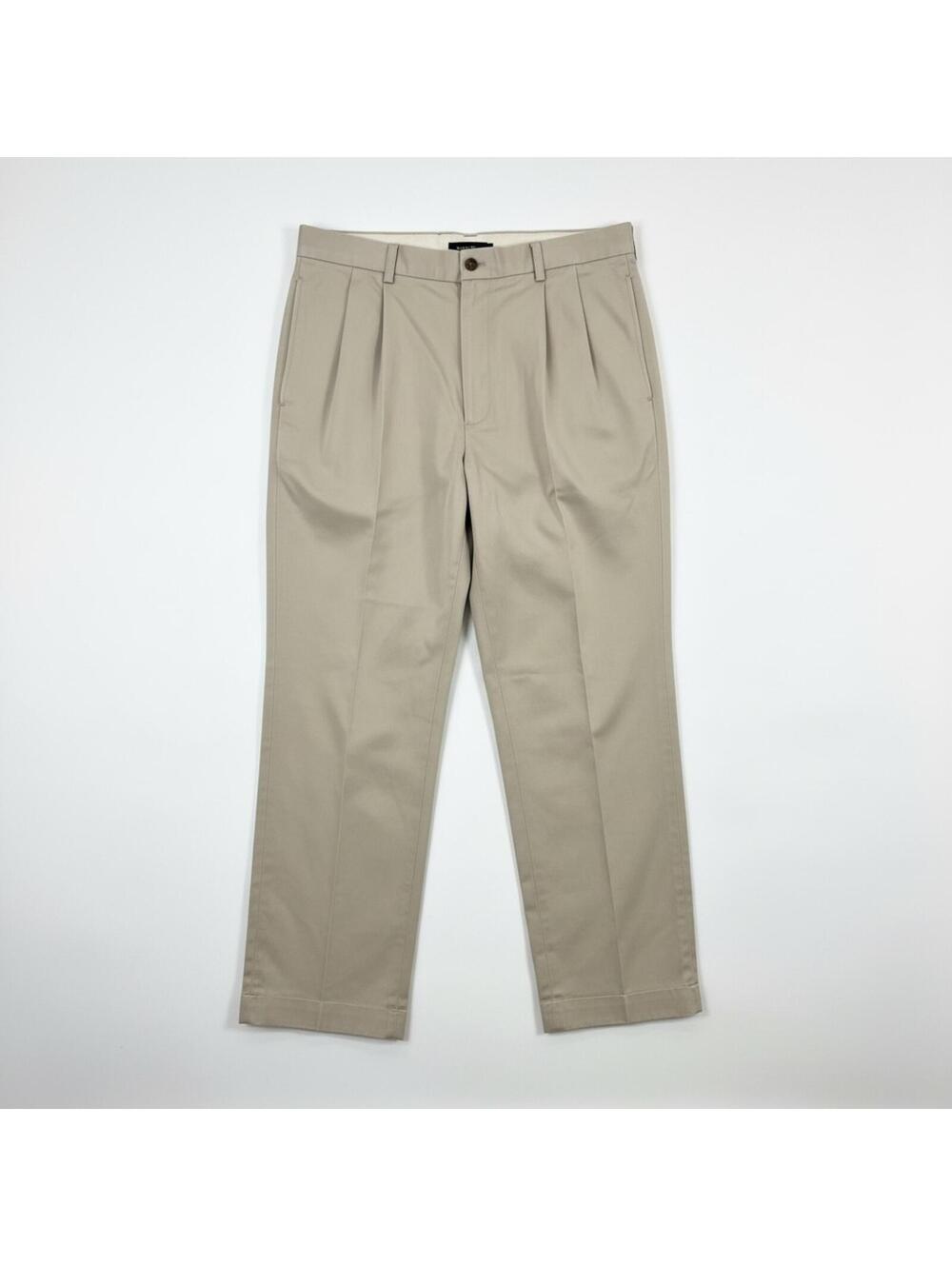 Brooks Brothers Advantage Chino Elliott Pants Men’s 37x32 Khaki Pleated